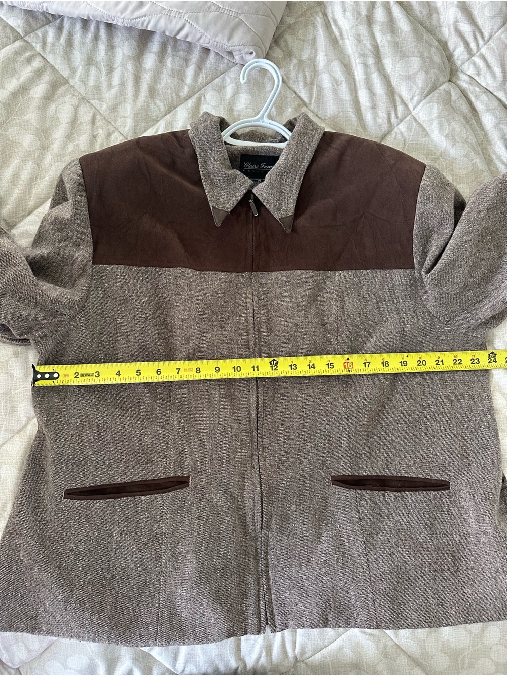 Vintage Claire France Wool Silk Blend Jacket Colorblock Chic Grandpacore Brown - Picture 5 of 8
